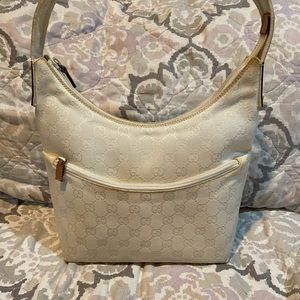 Gucci white jacquard gg hobo bag
